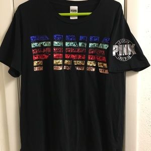 VS Pink Rainbow Bling Campus Tee